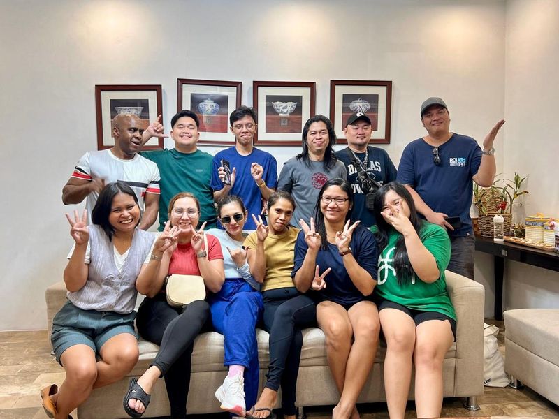 TrustBridge team members relaxing together.